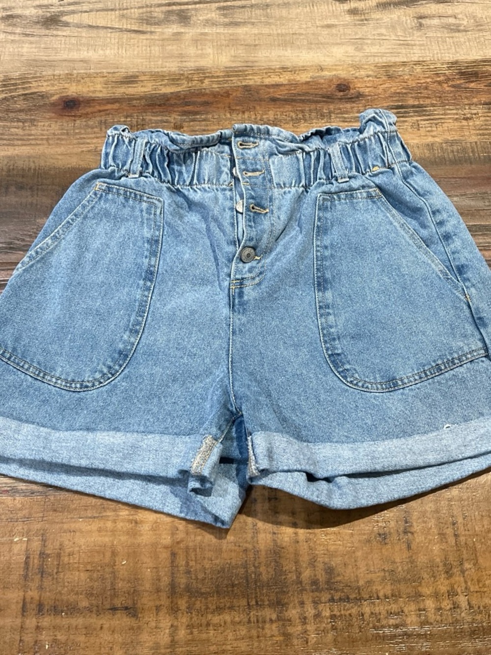 Love Tree Light Blue Paperbag Denim Shorts
